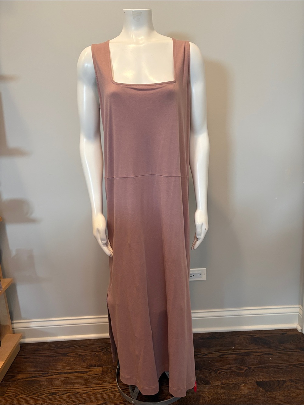 Vince Sleeveless Square-Neck Maxi Dress in Dusty Mauve Size XL NWT